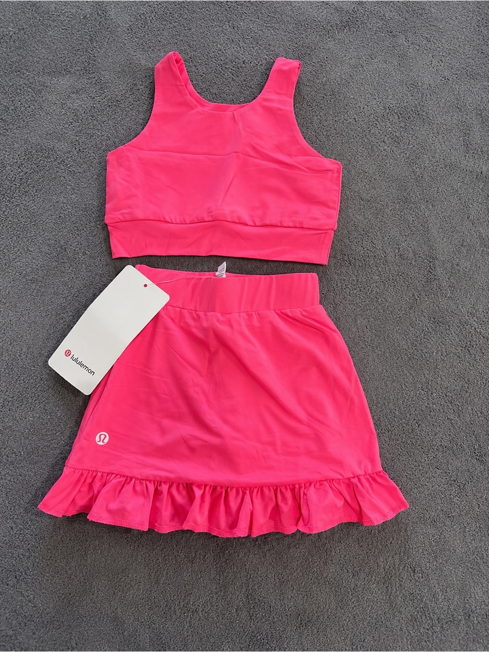 Lulu Bright Pink Girls Athletic Skort & tank top